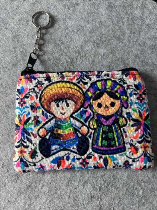 Handbags - Handmade Mexican Coin Purse with Lele and Juan Doll Design